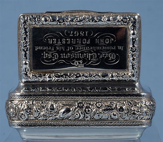 A George III silver table snuff box, by Joseph Wilmore, Length 99mm. Weight: 5.4oz/169grms.